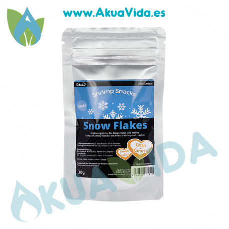 GlasGarten Shrimp Snacks Snow Flakes Zanahoria y Calabaza 30 Grs