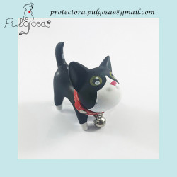 Llavero con forma de gatito negro y blanco