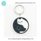 Llavero Perro Gato Ying Yang Negro/Blanco PLA